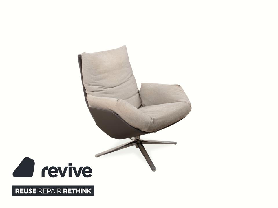 COR Cordia Lounge Sessel inkl. Hocker Leder Braun Stoff Beige – Bild 3