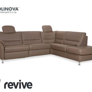 Polinova Leder Ecksofa Grau Braun Grau Taupe Couch elektrische