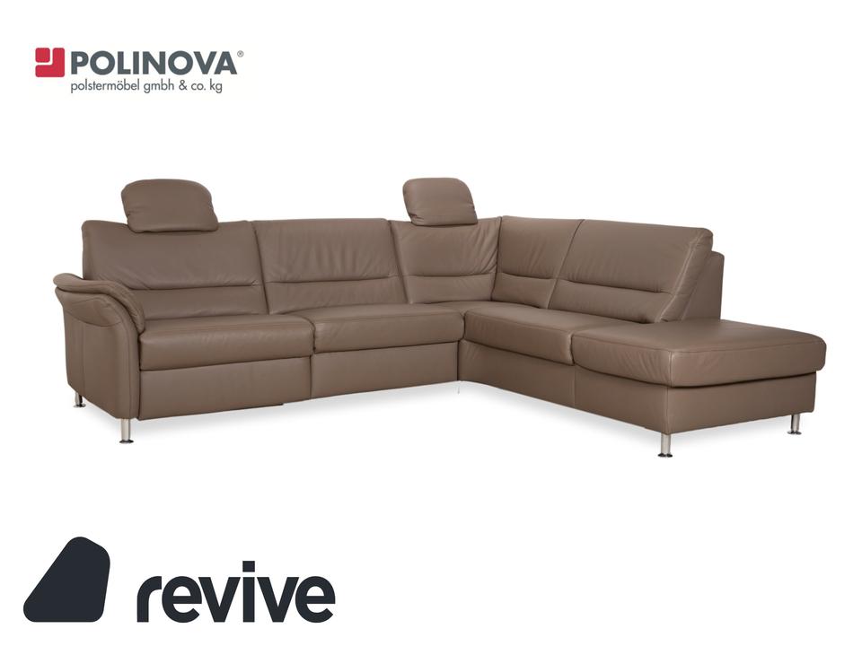 Polinova Leder Ecksofa Grau Braun Grau Taupe Couch elektrische