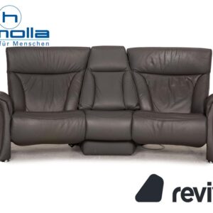 Himolla Cumuly Leder Sofa Grau Dreisitzer Couch