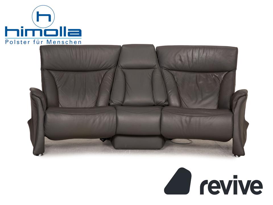 Himolla Cumuly Leder Sofa Grau Dreisitzer Couch
