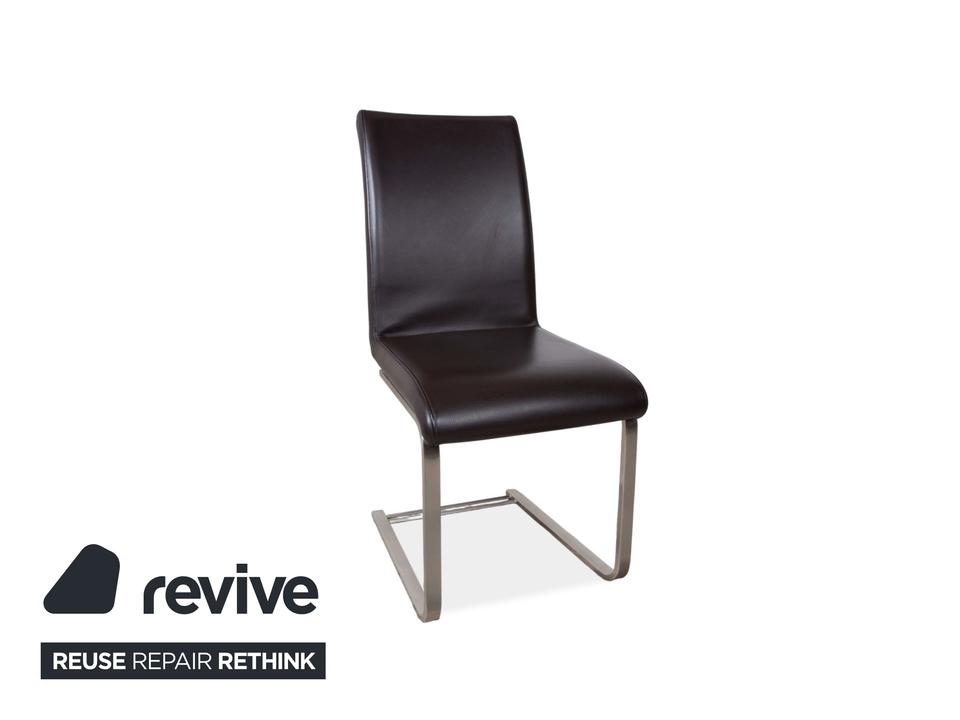 4er Garnitur Venjakob Leder Stuhl Braun – Bild 4