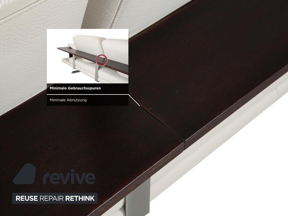 Himolla Leder Dreisitzer Creme Weiß Holz Sofa Couch – Bild 10