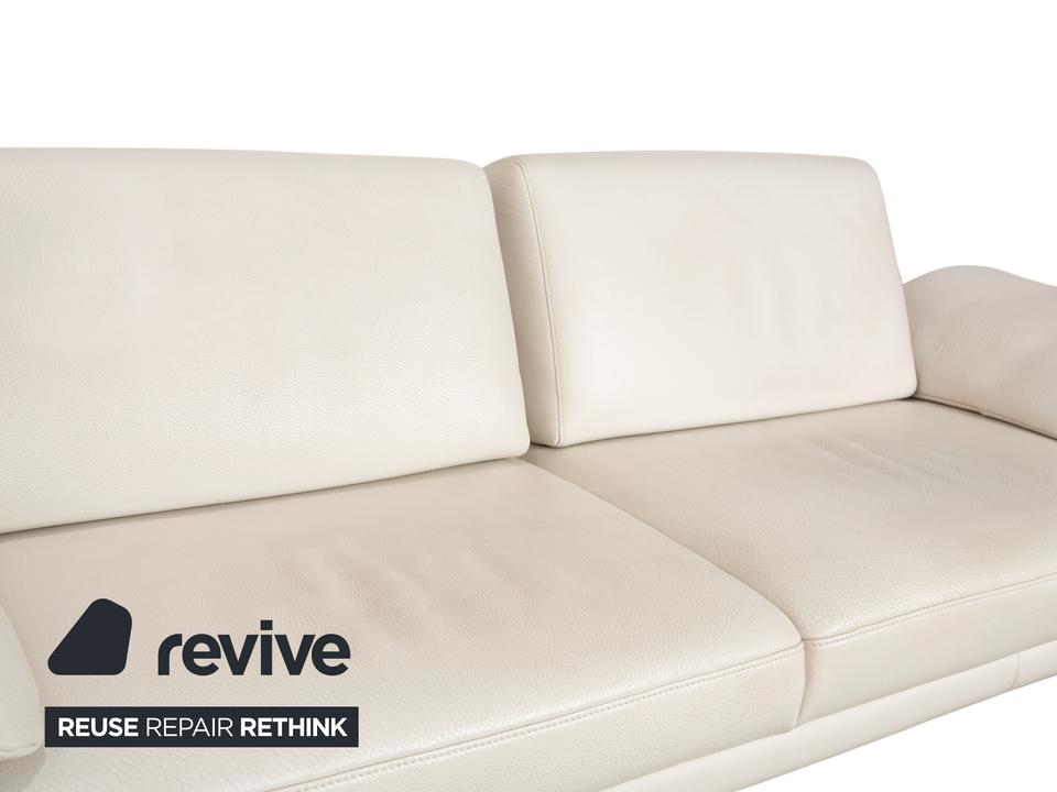 Himolla Leder Dreisitzer Creme Weiß Holz Sofa Couch – Bild 6