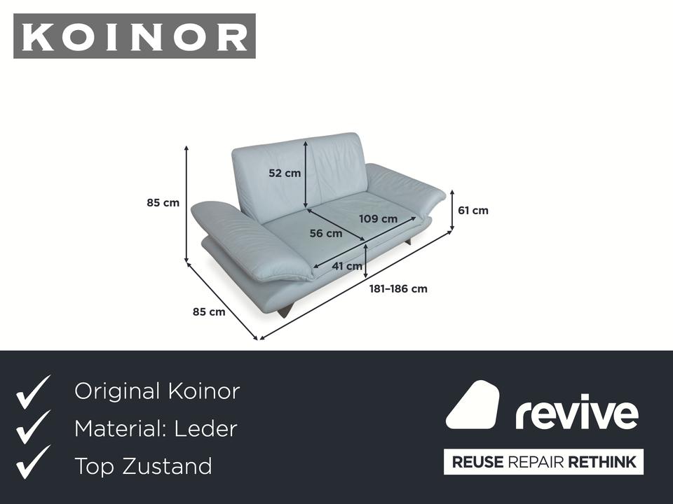 Koinor Rossini Leder Zweisitzer Blau Grau manuelle Funktion Sofa – Bild 2