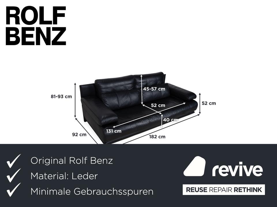 Rolf Benz 6500 Leder Zweisitzer Schwarz Sofa Couch manuelle – Bild 2
