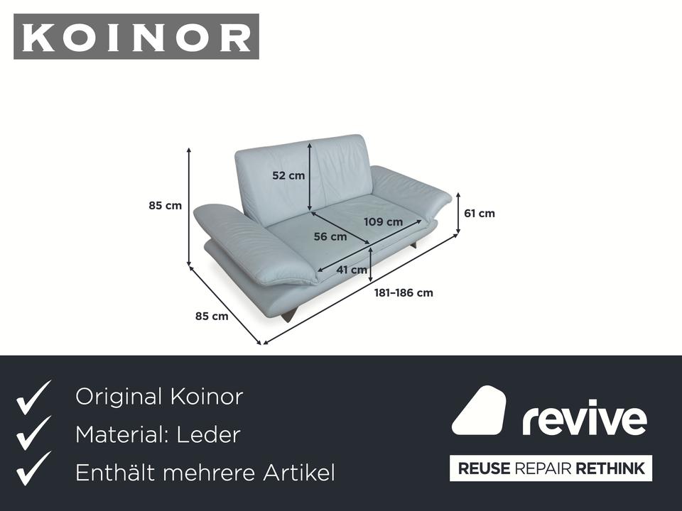 Koinor Rossini Leder Zweisitzer Hocker Blau Grau manuelle – Bild 2