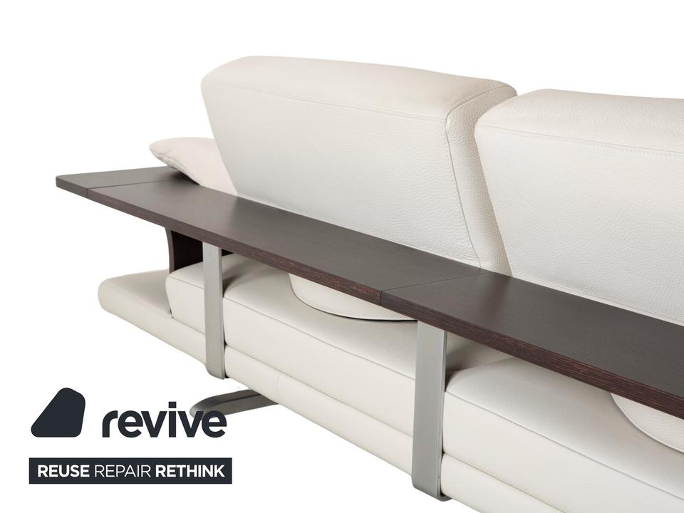 Himolla Leder Dreisitzer Creme Weiß Holz Sofa Couch – Bild 7