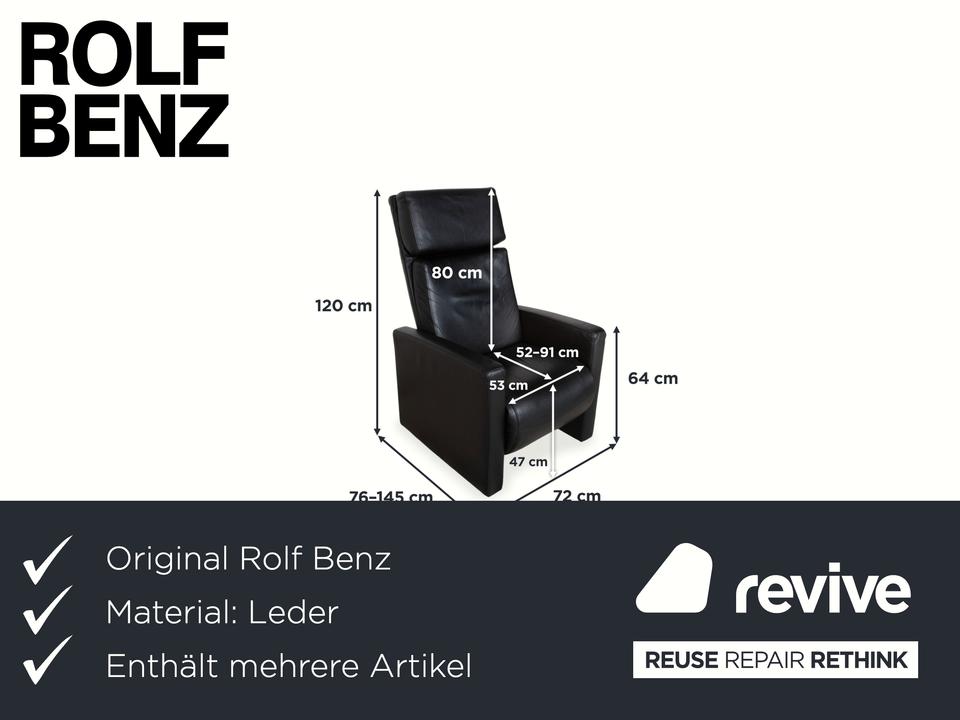 Rolf Benz EGO Leder Sessel Schwarz manuelle Funktion Hochlehner – Bild 2