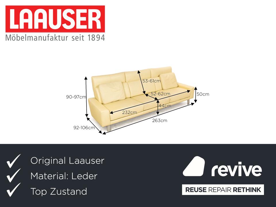 Laauser Leder Dreisitzer Grün Grüngelb Sofa Couch manuelle – Bild 2