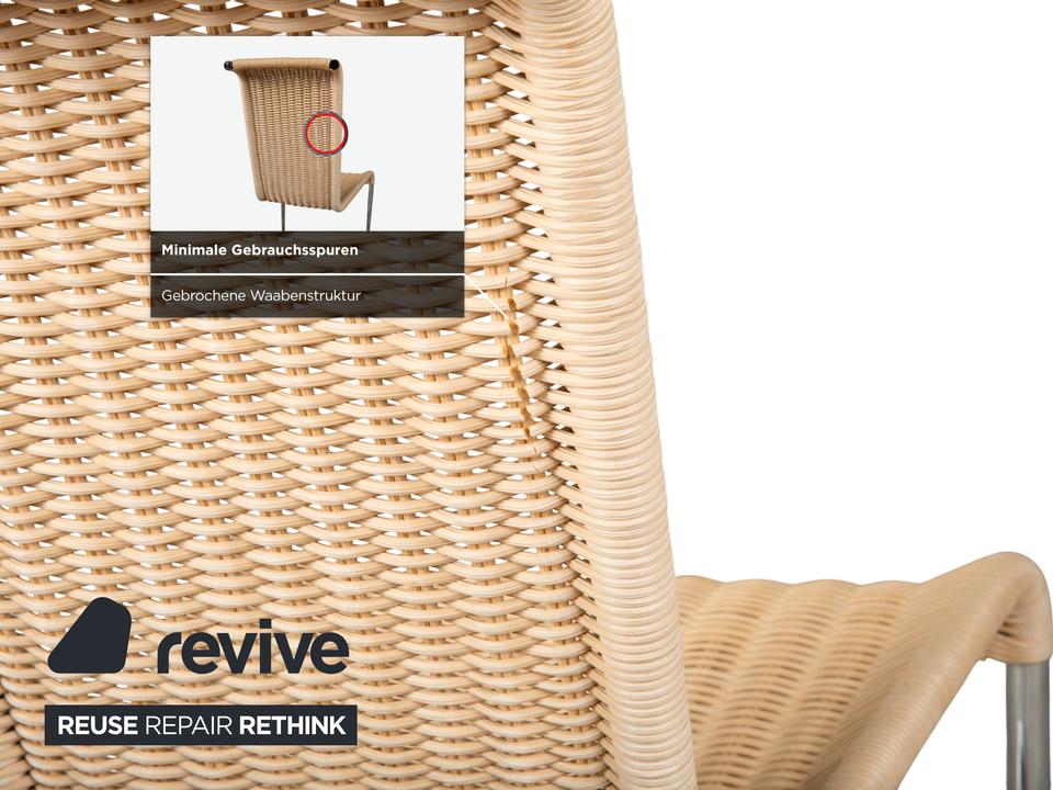 4er Garnitur Tecta B20 Geflecht Stuhl Beige Chrom – Bild 5