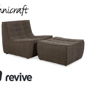 Ethnicraft N701 Stoff Sessel Hocker Grau Grün