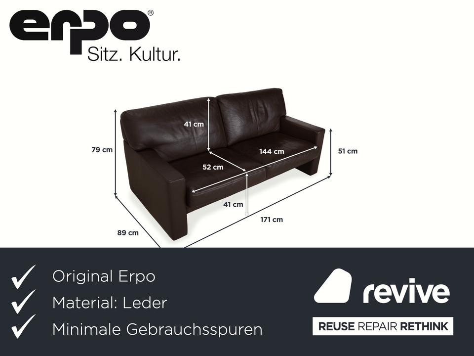 Erpo CL 100 Leder Zweisitzer Braun Sofa Couch – Bild 2
