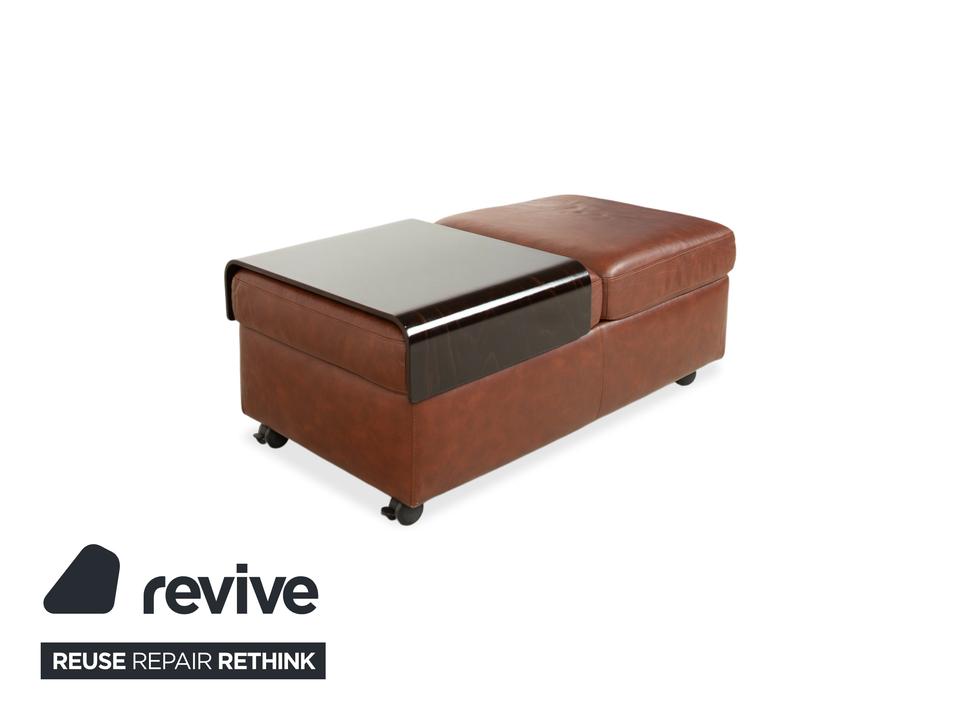 Stressless Arion Leder Holz Hocker Braun Rollen – Bild 3