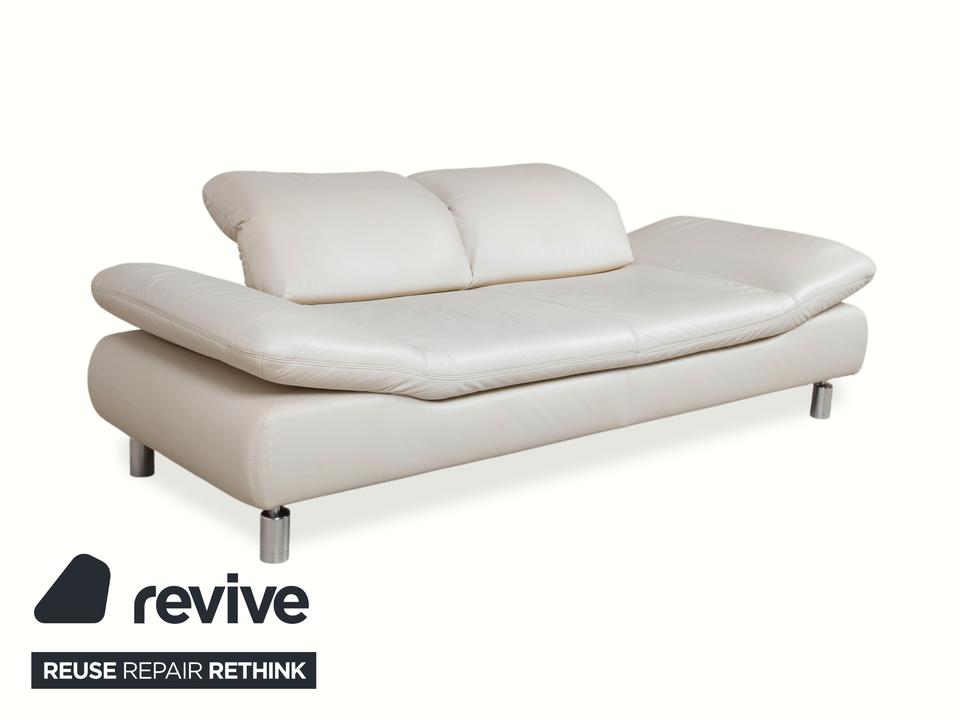 Koinor Rivoli Leder Zweisitzer Creme Weiß Grau Greige manuelle – Bild 5