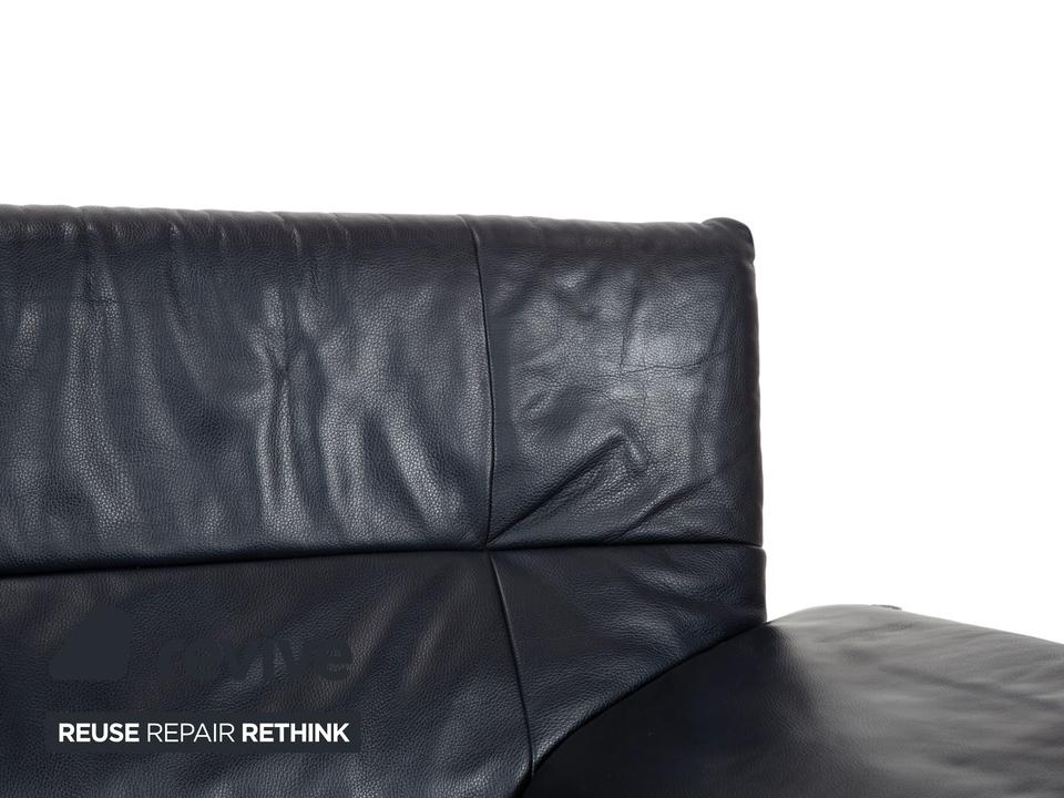 Rolf Benz BMP 418 Leder Zweisitzer Blau Dunkelblau Sofa Couch – Bild 4