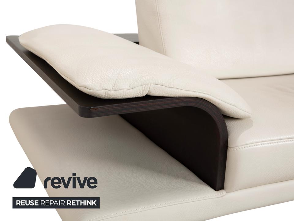 Himolla Leder Dreisitzer Creme Weiß Holz Sofa Couch – Bild 3