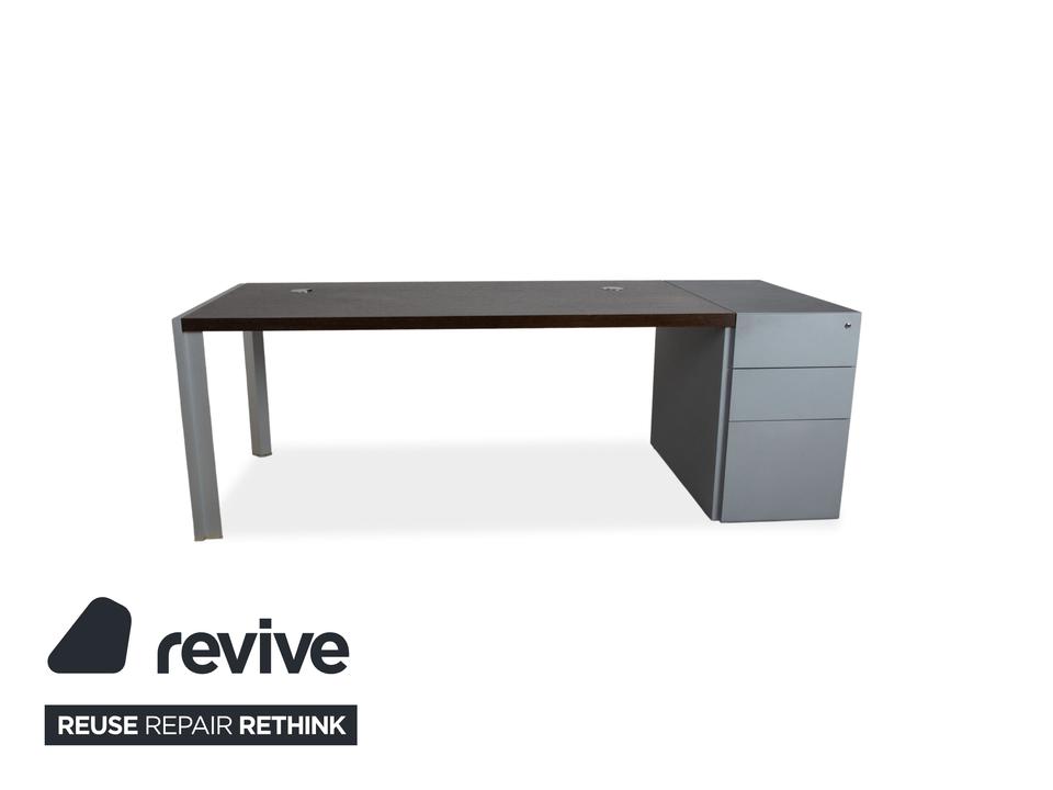 Walter Knoll Icon Holz Braun Grau Schreibtisch Schublade – Bild 9