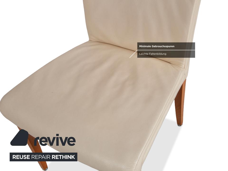 6er Garnitur Poltrona Frau Vittoria Leder Stuhl Creme – Bild 7