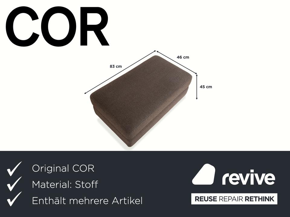 COR Conseta Stoff Zweisitzer Hocker Grau Braun Sofa Couch – Bild 3