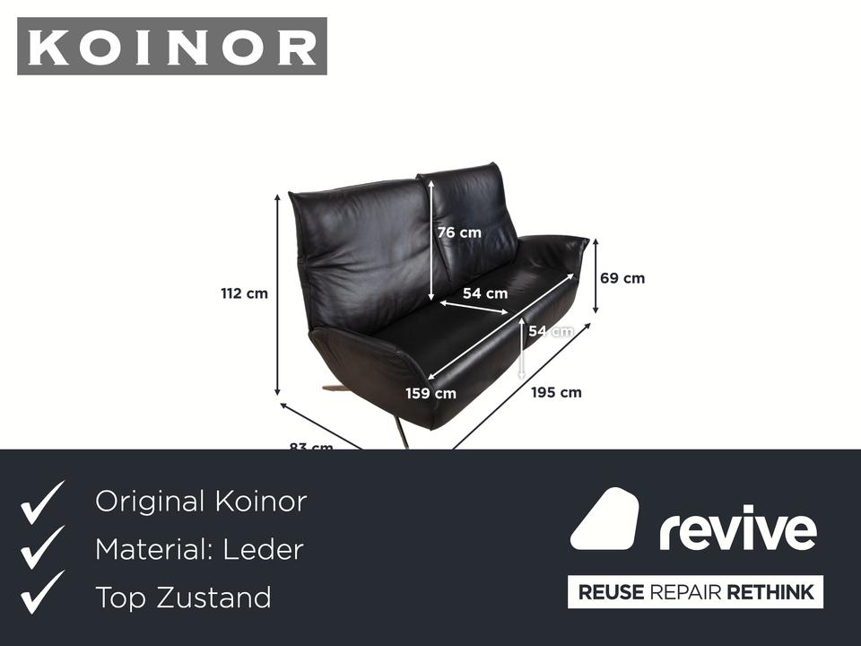 Koinor Evita Leder Zweisitzer Schwarz elektrische Funktion Sofa – Bild 2
