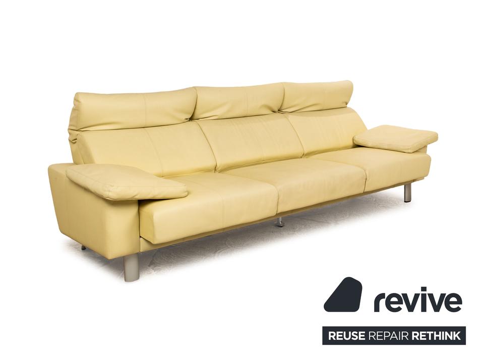 Laauser Leder Dreisitzer Grün Grüngelb Sofa Couch manuelle – Bild 13