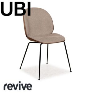 Gubi Beetle Stuhl Grau Braun Holz Dining Chair gepolstert