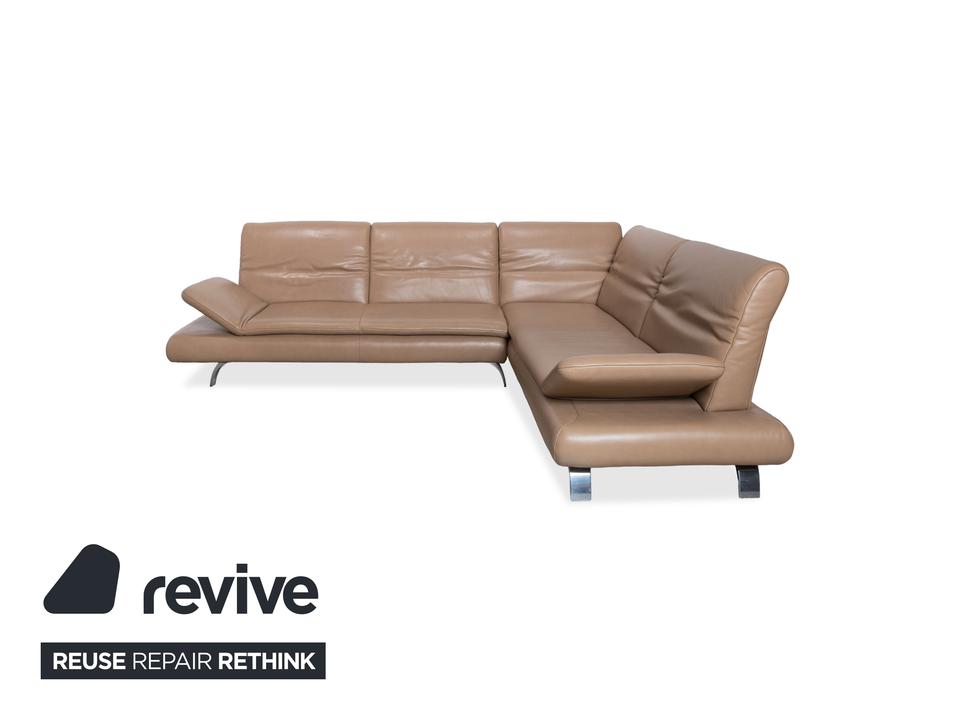 Contur Rodrigo Leder Ecksofa Hellbraun Creme Mokka manuelle – Bild 14