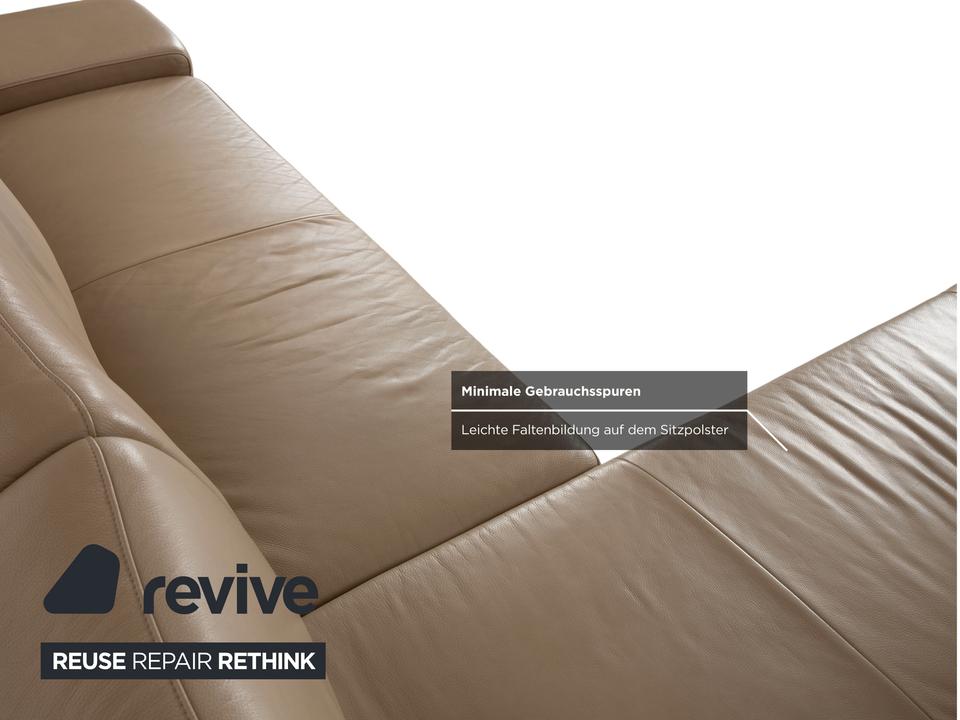 Musterring Leder Holz Ecksofa Beige Taupe Sofa Couch – Bild 5