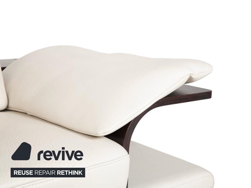 Himolla Leder Dreisitzer Creme Weiß Holz Sofa Couch – Bild 4