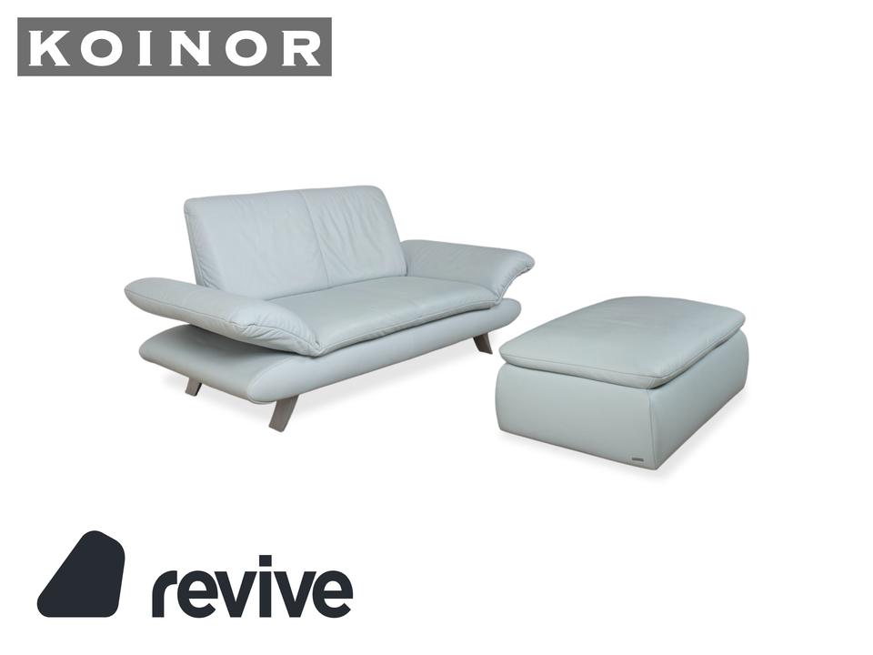 Koinor Rossini Leder Zweisitzer Hocker Blau Grau manuelle