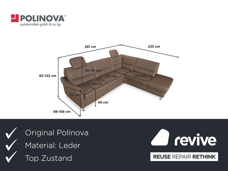 Polinova Leder Ecksofa Grau Braun Grau Taupe Couch elektrische – Bild 2