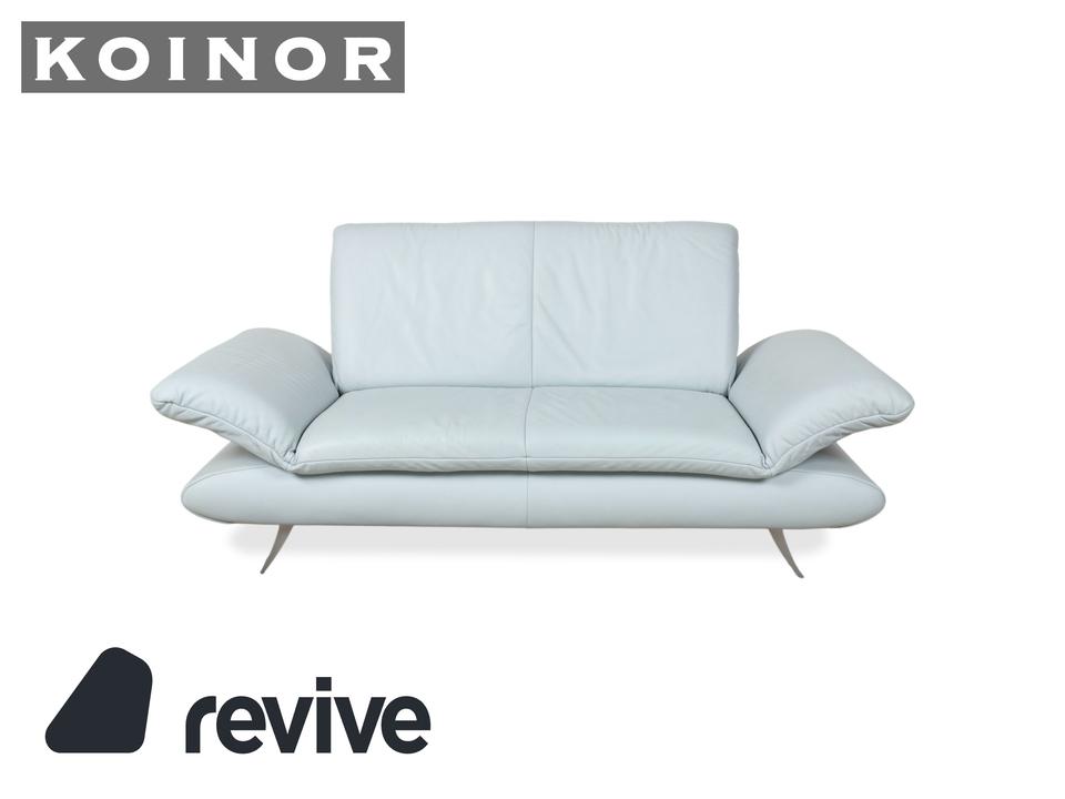 Koinor Rossini Leder Zweisitzer Blau Grau manuelle Funktion Sofa