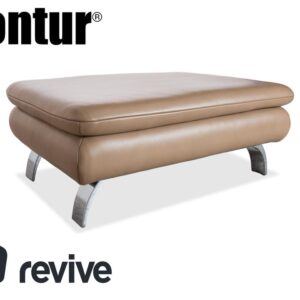 Contur Rodrigo Leder Hocker Hellbraun Creme Mokka
