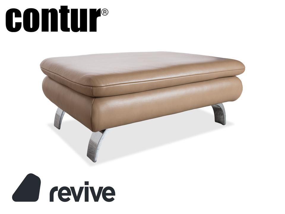 Contur Rodrigo Leder Hocker Hellbraun Creme Mokka