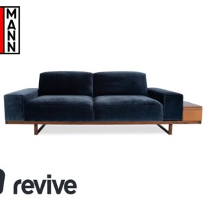 Wittmann Palais Stoff Holz Samt Zweisitzer Blau Dunkelblau