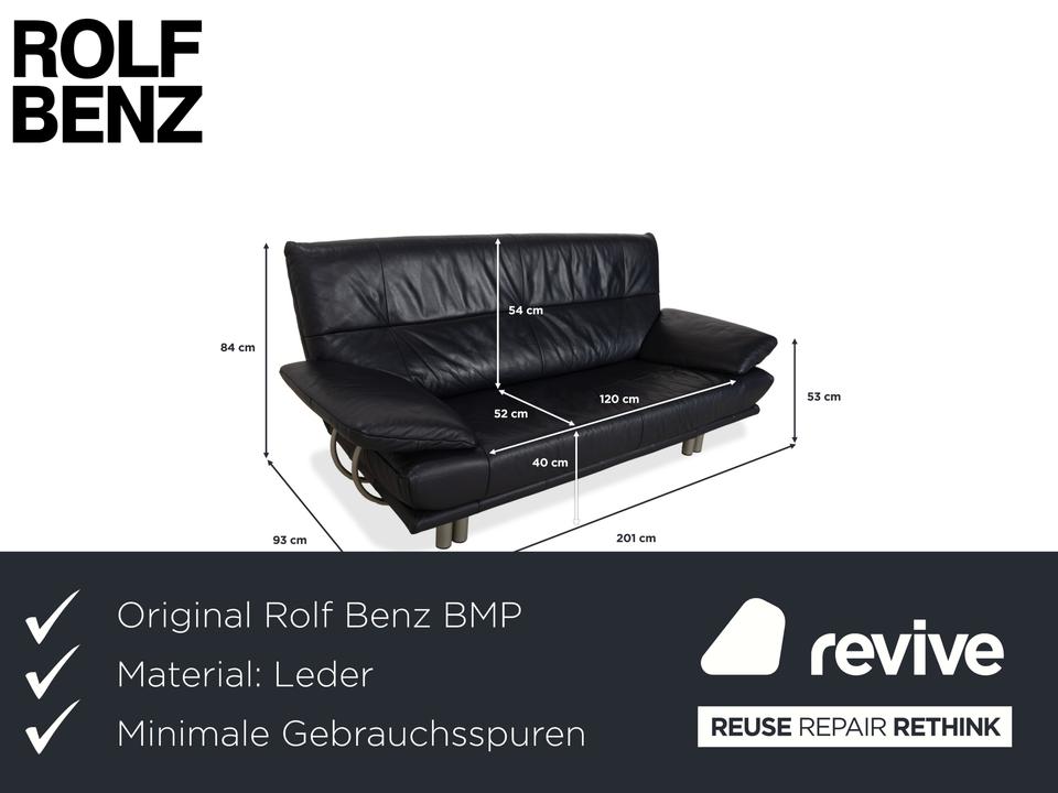 Rolf Benz BMP 418 Leder Zweisitzer Dunkelblau Sofa Couch – Bild 2