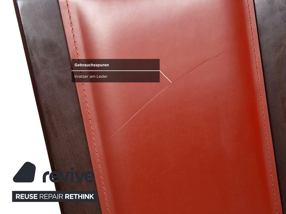 6er Set Roche Bobois Stuhl Garnitur Leder Rot Braun Holz – Bild 7