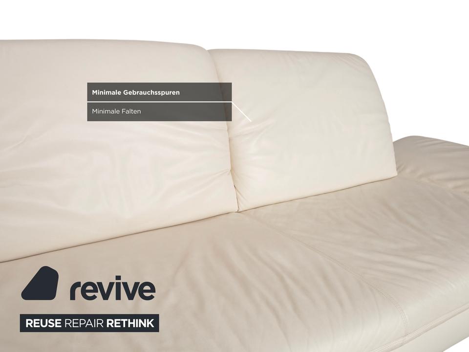 Koinor Rivoli Leder Dreisitzer Creme Weiß manuelle Funktion Sofa – Bild 9