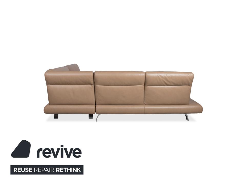 Contur Rodrigo Leder Ecksofa + Hocker Hellbraun Creme Mokka – Bild 16