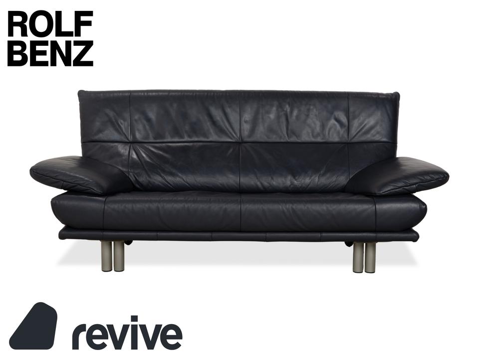 Rolf Benz BMP 418 Leder Zweisitzer Dunkelblau Sofa Couch