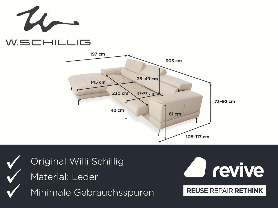 Willi Schillig Piedroo Leder Ecksofa Beige elektrische Funktion – Bild 2