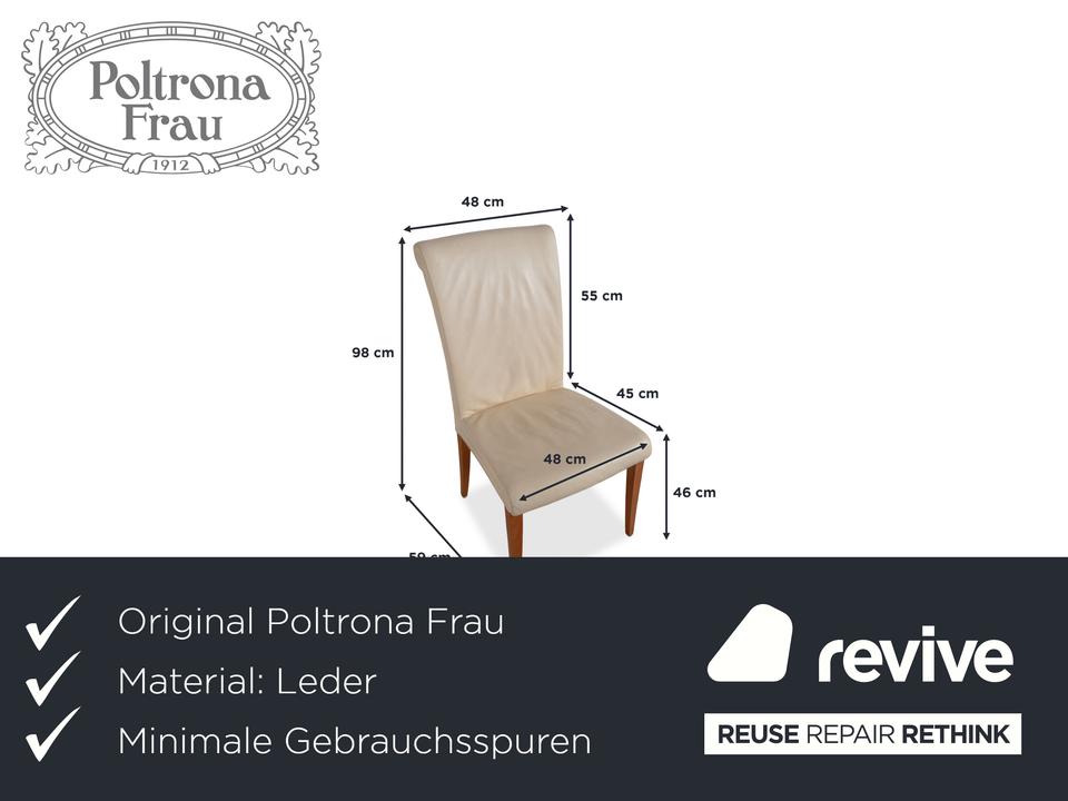 6er Garnitur Poltrona Frau Vittoria Leder Stuhl Creme – Bild 2