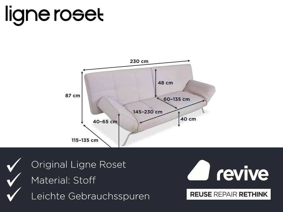 Ligne Roset Smala Dreisitzer Stoff Sofa Hellgrau Schlafsofa – Bild 2