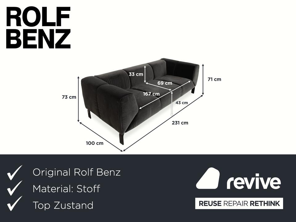 Rolf Benz 323 Stoff Dreisitzer Grau Sofa Couch – Bild 2