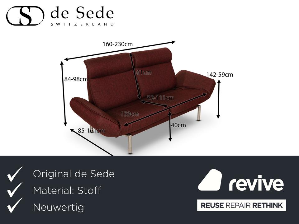 de Sede DS 450 Stoff Sofa Rot Zweisitzer Funktion Relaxfunktion – Bild 2