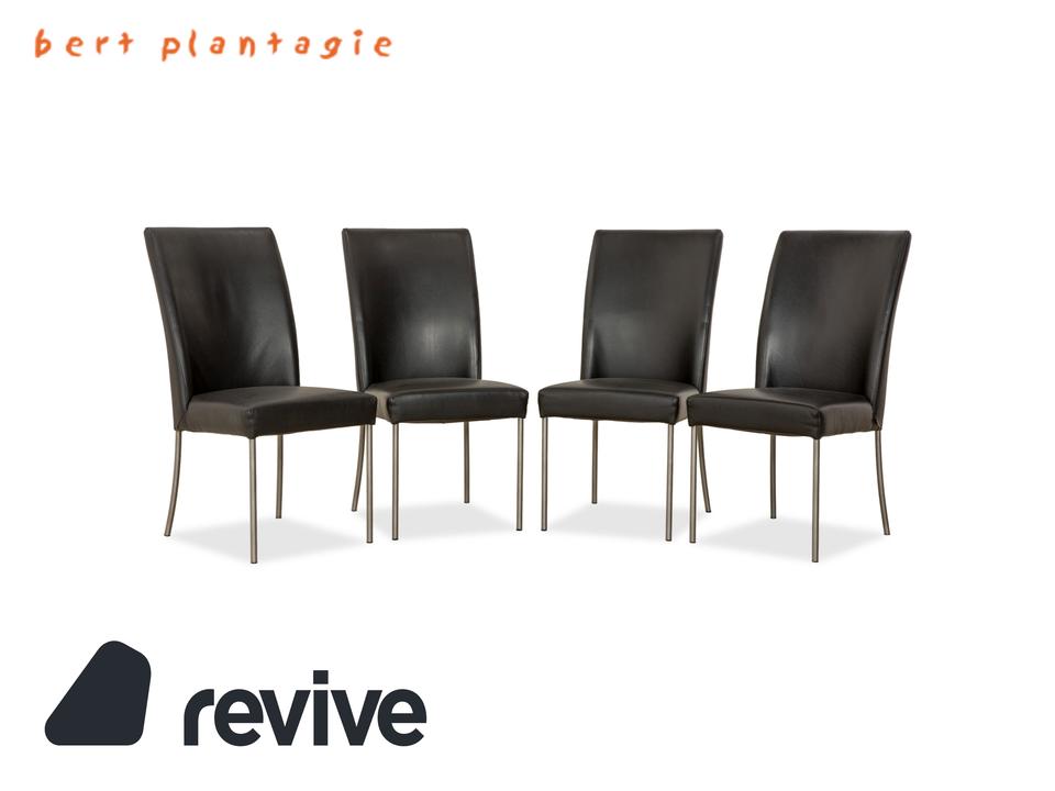 4er Garnitur bert plantagie Leder Stuhl Schwarz