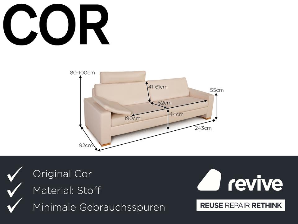 Cor Conseta Stoff Sofa Creme Dreisitzer Couch – Bild 2