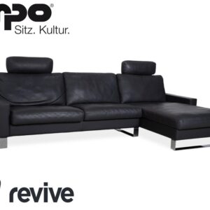 Erpo CL 820 Leder Ecksofa Dunkelgrau Anthrazit auf Chrom Kuven