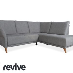 Global Wohnen Ecksofa Stoff Holz Grau Recamiere Rechts